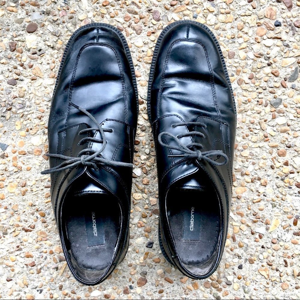 Claiborne Black Leather Casual Dress Men’s 10.5 M Shoes